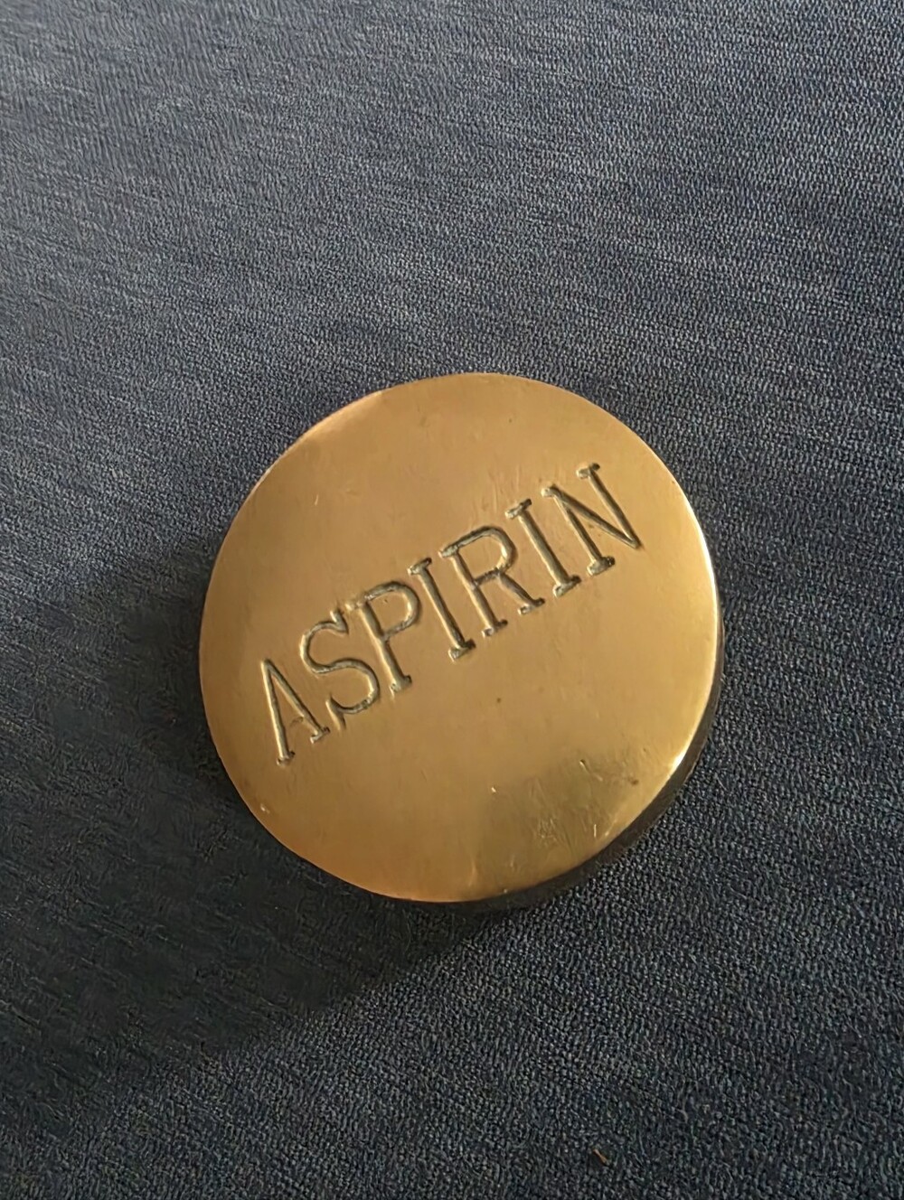 Vintage Mid-Century Brass Aspirin Pill Box Container